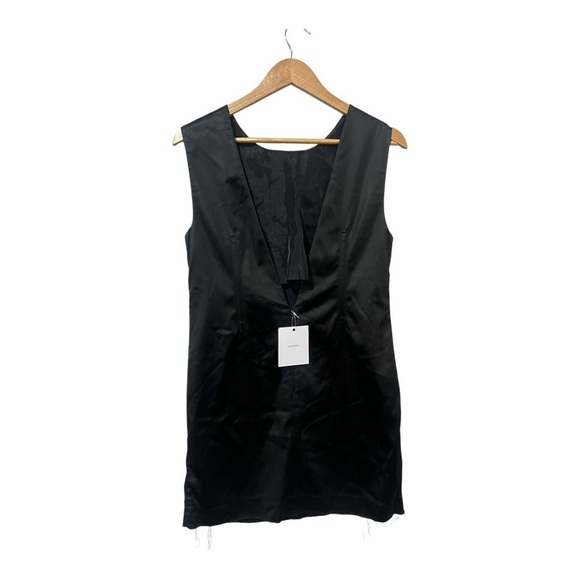 Revolve L'Academie Ames Mini Dress in Black Size Small NWT LBD Satin Read Note - Picture 3 of 8